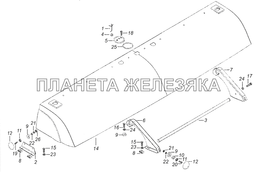 53205-8415002 Установка аэродинамического козырька КамАЗ-65201 Евро 2-3