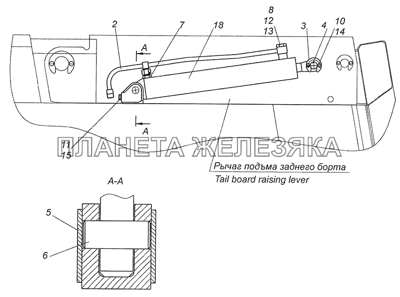6522-8603100-80 Установка гидроцилиндра КамАЗ-65201 Евро 2-3