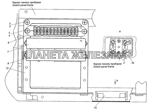 4308-3722001-30 Установка предохранителей КамАЗ-6522 (Евро-4)