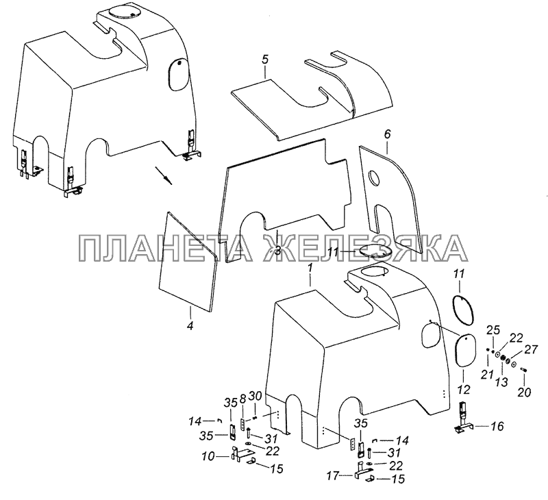 65201-5614200 Установка шумоизоляционных экранов двигателя КамАЗ-6522 (Евро-4)