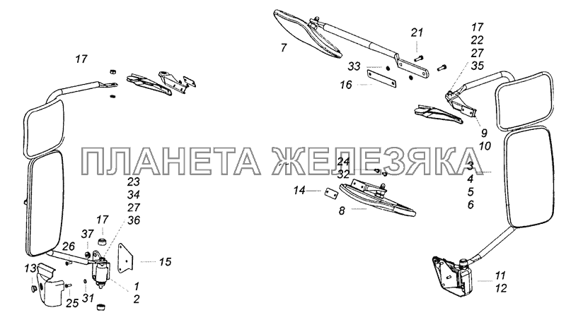 5460-8201002-01 Установка зеркал заднего вида КамАЗ-6522 (Евро-4)
