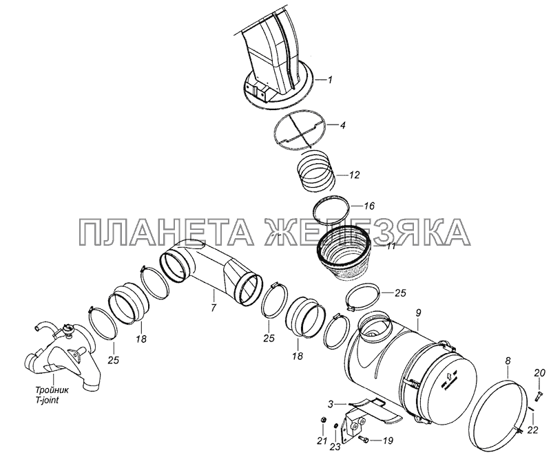 65225-1109001 Установка воздушного фильтра КамАЗ-6522 (Евро-4)