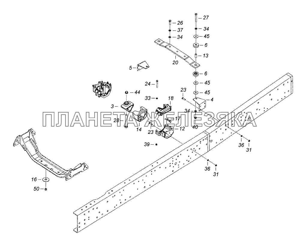 65222-1001005 Установка силового агрегата КамАЗ-6522 (Евро-4)