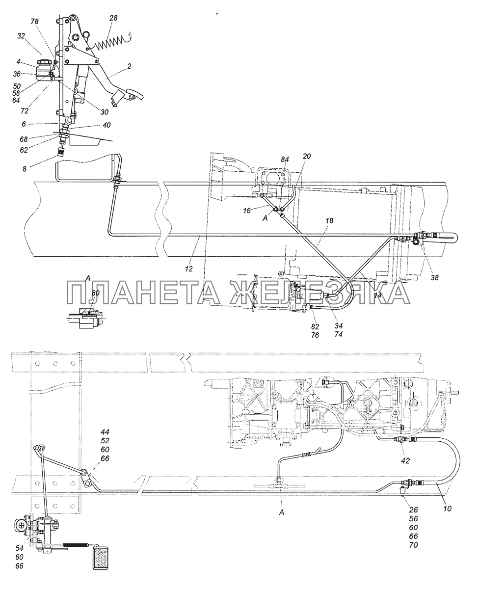 5460-1600006-19 Установка педали и привода выключения сцепления КамАЗ-6522 (Евро-4)
