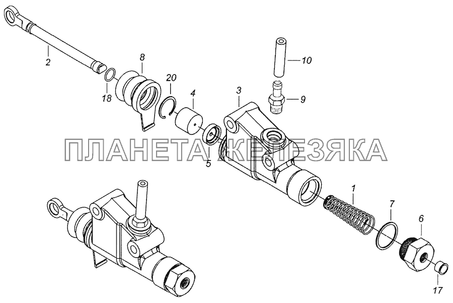 5320-1602510-10 Главный цилиндр управления сцеплением КамАЗ-6522 (Евро-4)