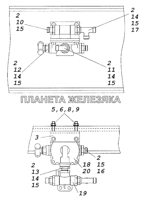 65226-3500018 Установка ускорительного клапана КамАЗ-65226