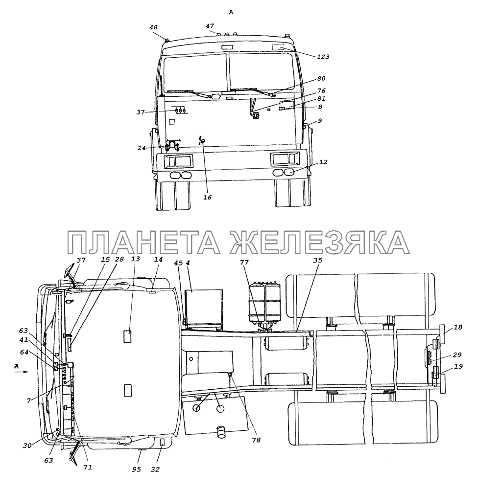 65226-3700001 Электрооборудование. Расположение на автомобиле КамАЗ-65226