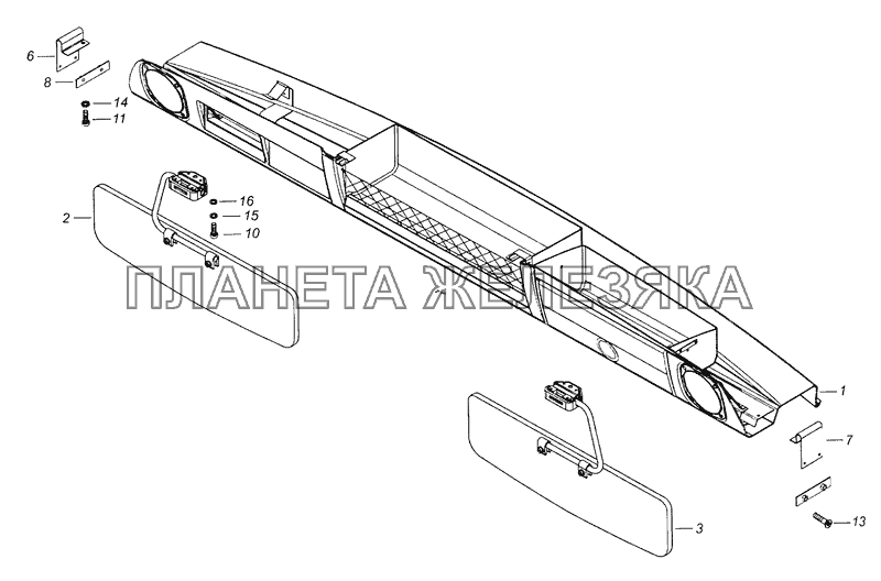 53205-8213005 Установка надоконной полки и противосолнечных козырьков КамАЗ-65226