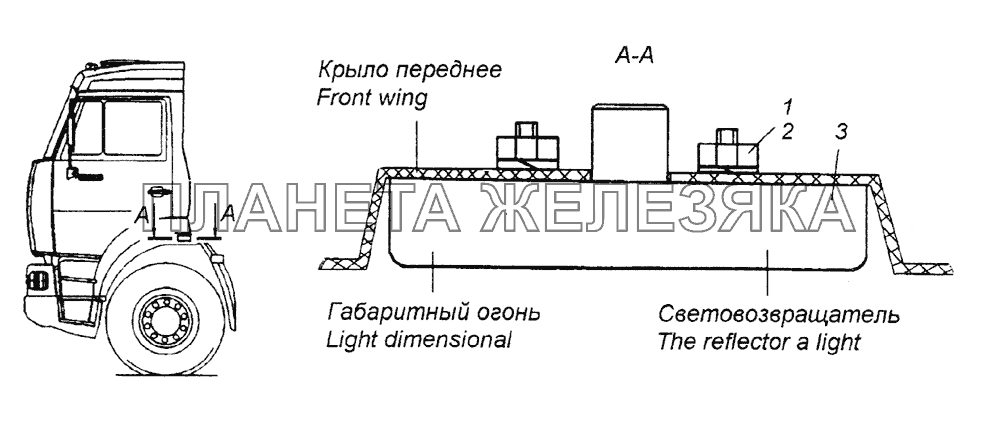 Установка боковых габаритных фонарей КамАЗ-65226