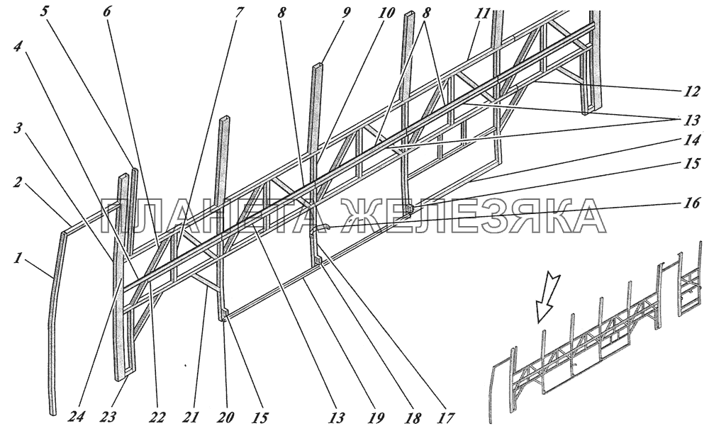  Каркас боковины правой 4238-5401010 КАВЗ-4238 