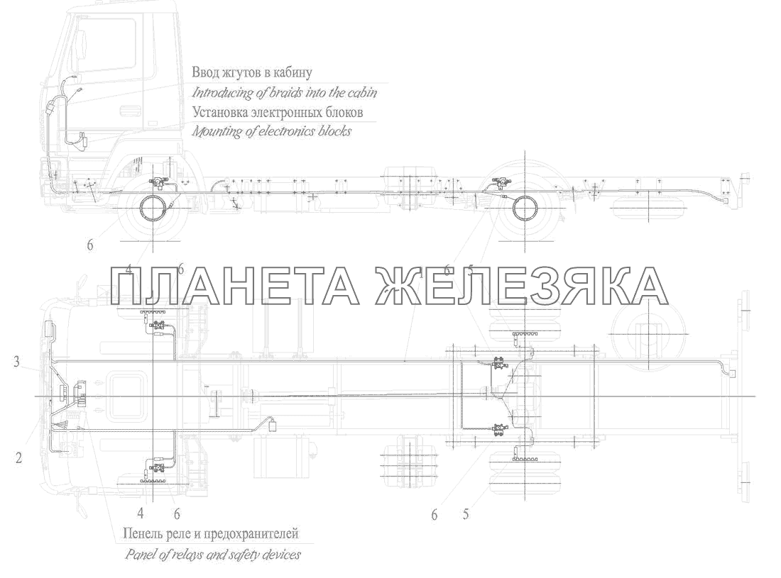 Установка элементов электрооборудования электронных систем на автомобиле МАЗ-437141 МАЗ-437040 (Зубренок)