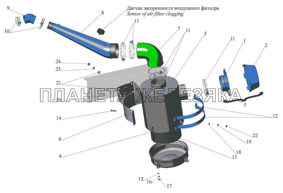 Система питания воздухом 437040-1109002 МАЗ-437040 (Зубренок)