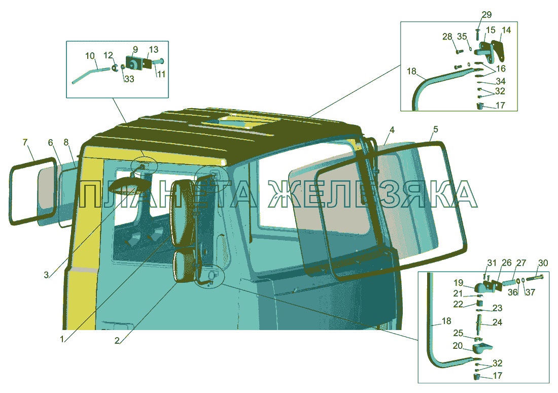 Установка  стекол и зеркал МАЗ-437040 (Зубренок)