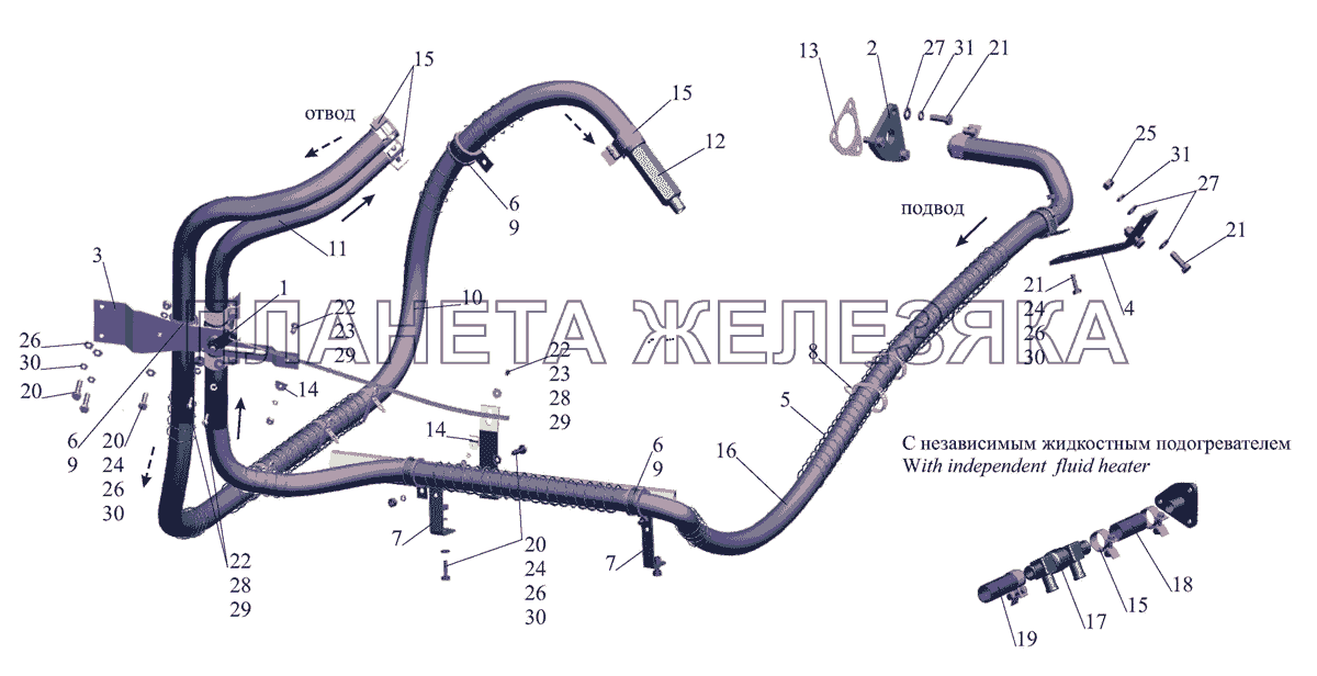 Установка шлангов отопителя МАЗ-437040 (Зубренок)