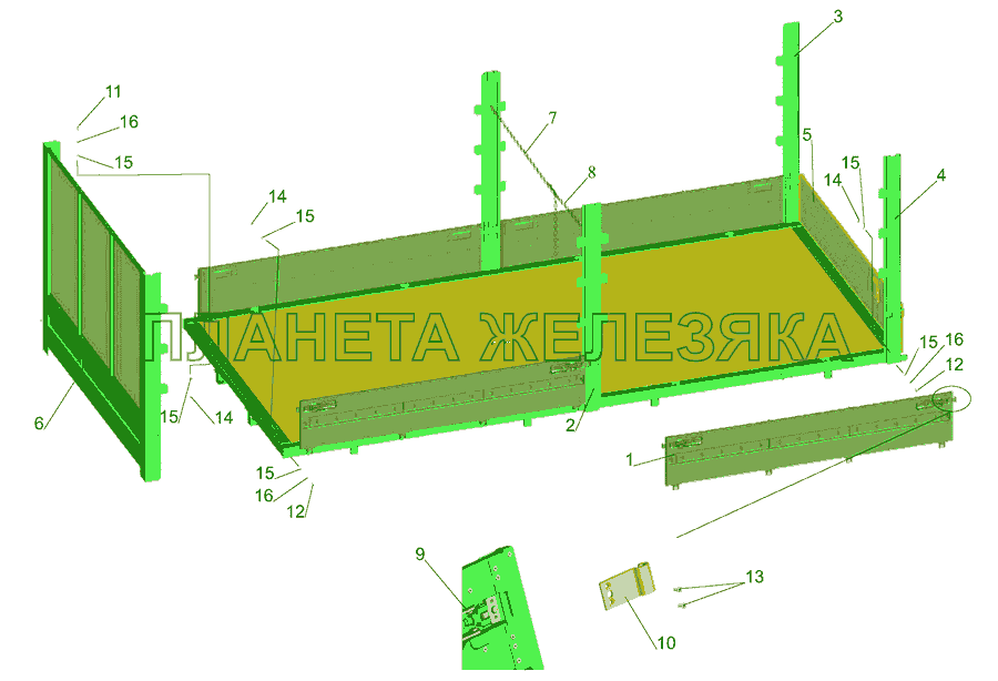 Установка бортов и стоек МАЗ-437040 МАЗ-437040 (Зубренок)