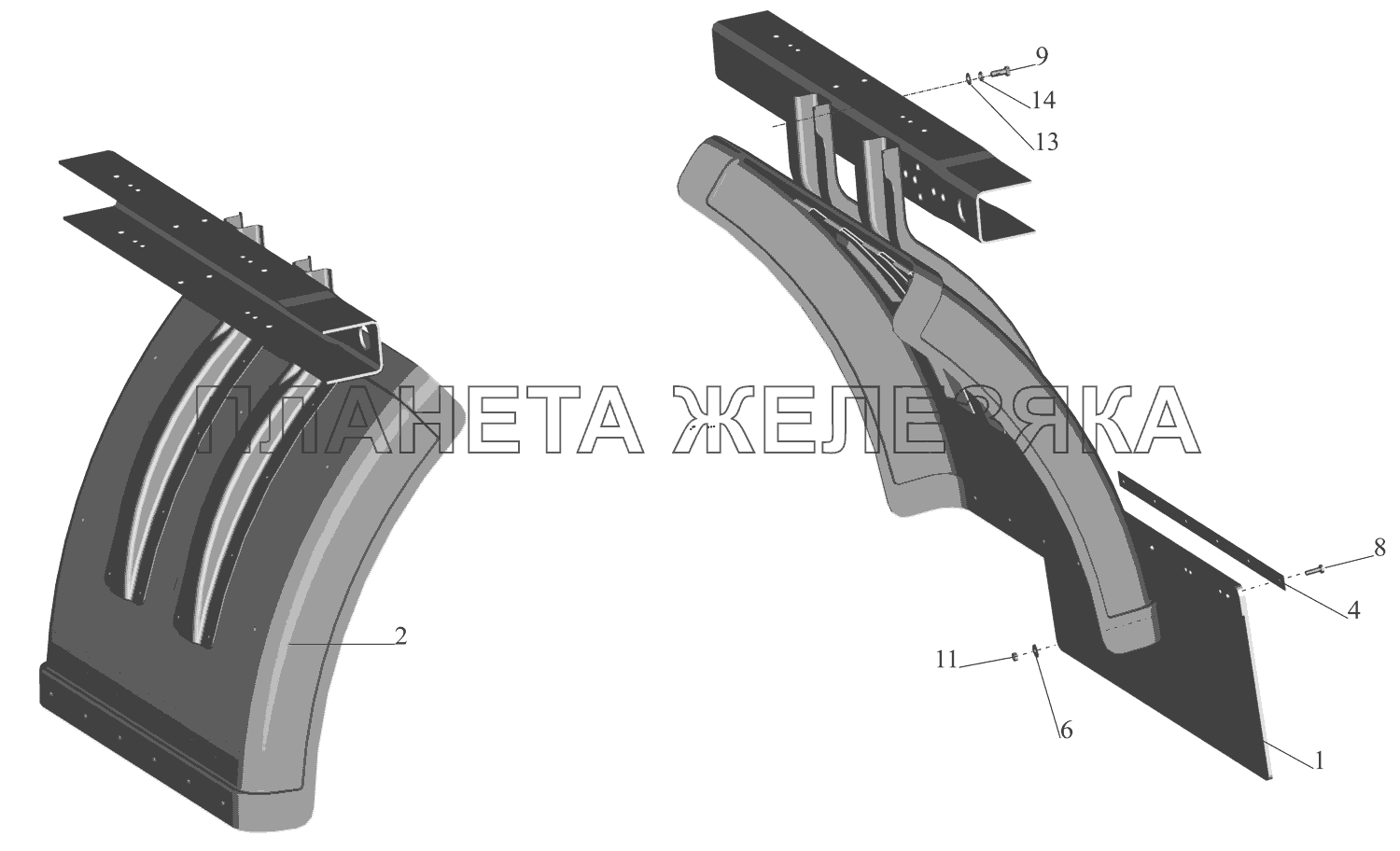 Установка брызговиков 4370-8500048-020 МАЗ-437041 (Зубренок)