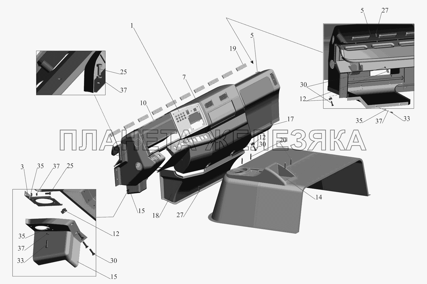 Установка панели приборов 4371-5300014 МАЗ-437130 (Зубренок)