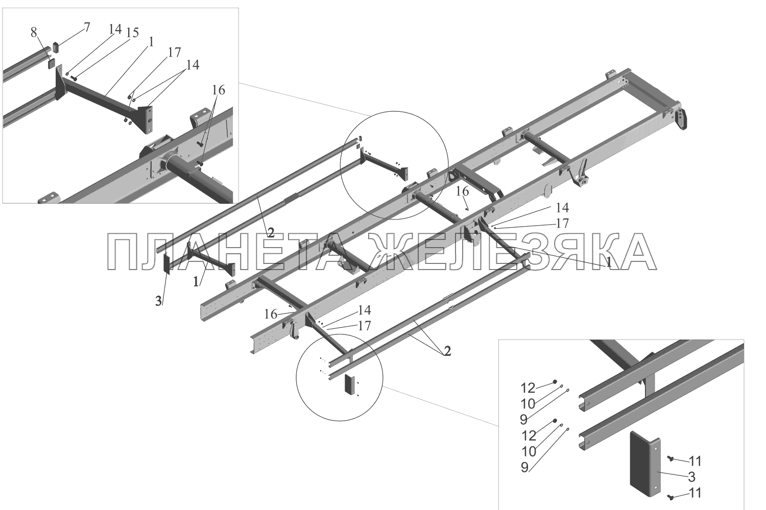 Установка бокового ограждения 4370-2800040-010 (база 3700 мм.) МАЗ-437130 (Зубренок)