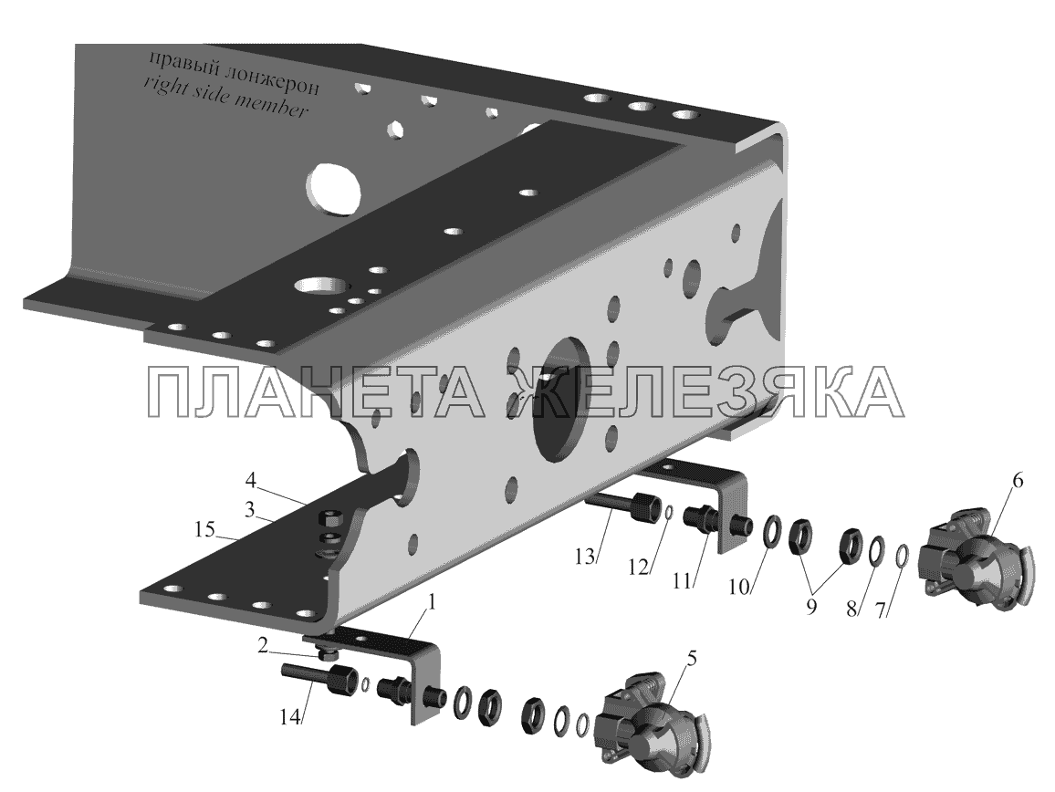Пневмовывод к прицепу 63031-3521004 и присоединительная арматура МАЗ-530905