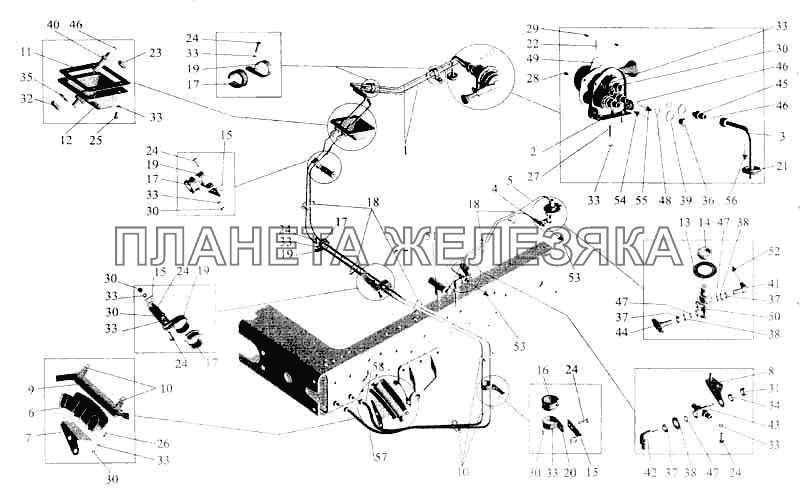 Привод стояночного тормоза и ВТС МАЗ-630303 МАЗ-5336