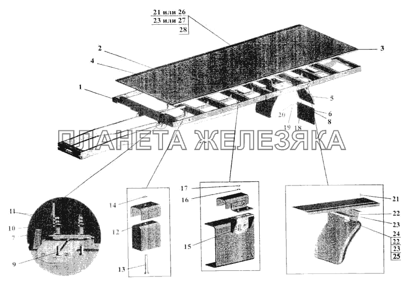 Установка основания, настила, брызговиков автомобиля МАЗ-533702 МАЗ-5336