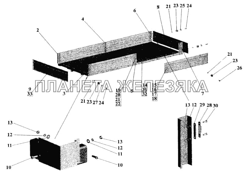 Установка бортов и стоек на МАЗ-533608, МАЗ-533605, МАЗ-533603, МАЗ-533602 МАЗ-5336