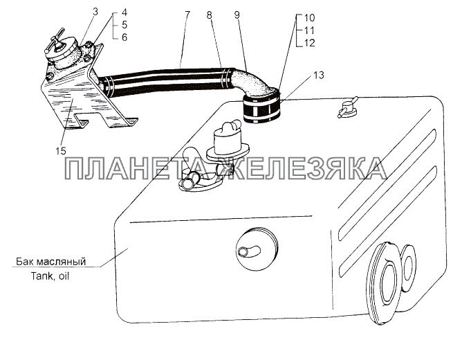 Установка маслоналивной горловины 543М-1000034 МАЗ-543 (7310)