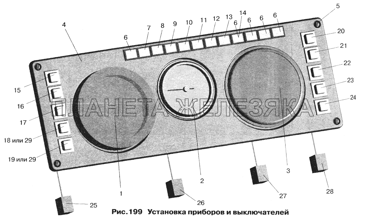 Установка приборов и выключателей МАЗ-5432