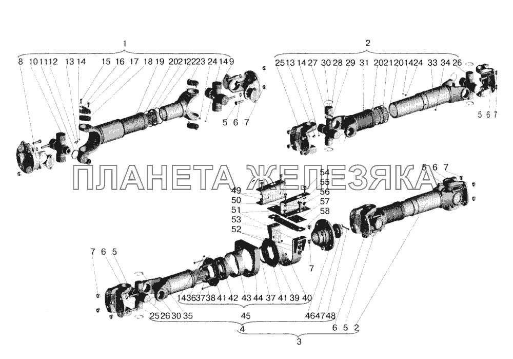 Установка карданных валов МАЗ-543202
