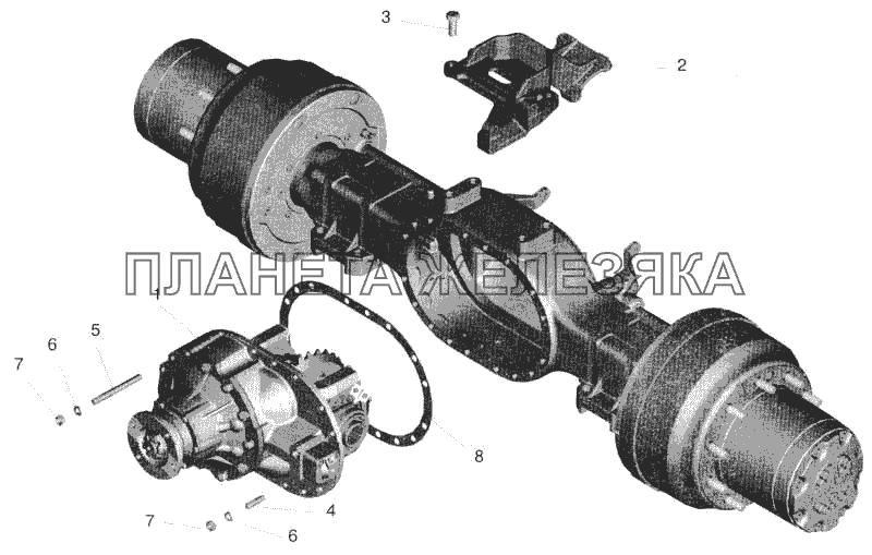 Мост задний МАЗ-543208. Установка редуктора и элементов подвески МАЗ-543202