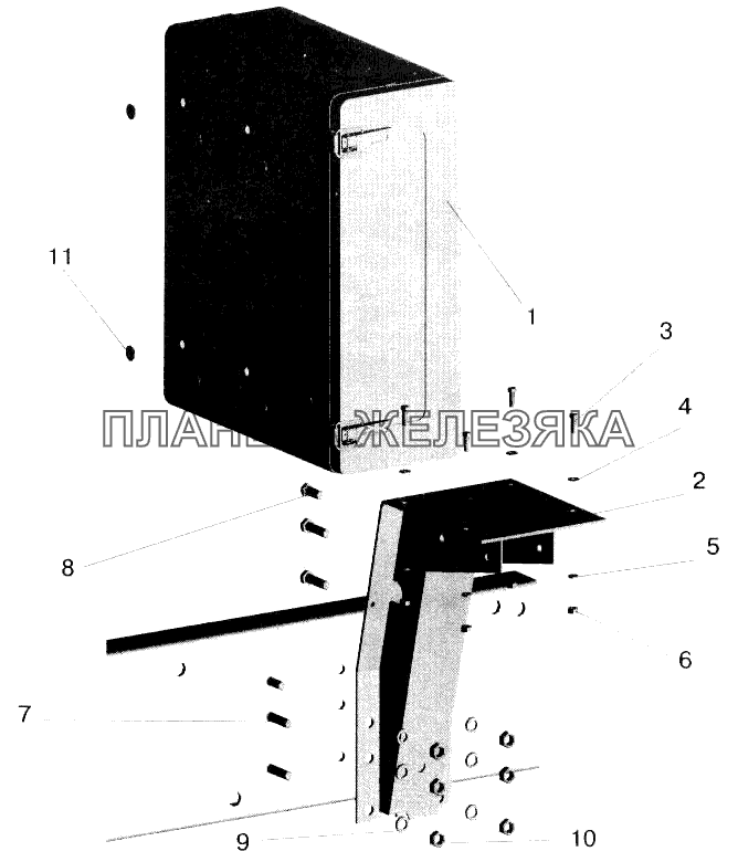 Установка инструментального ящика МАЗ-543202