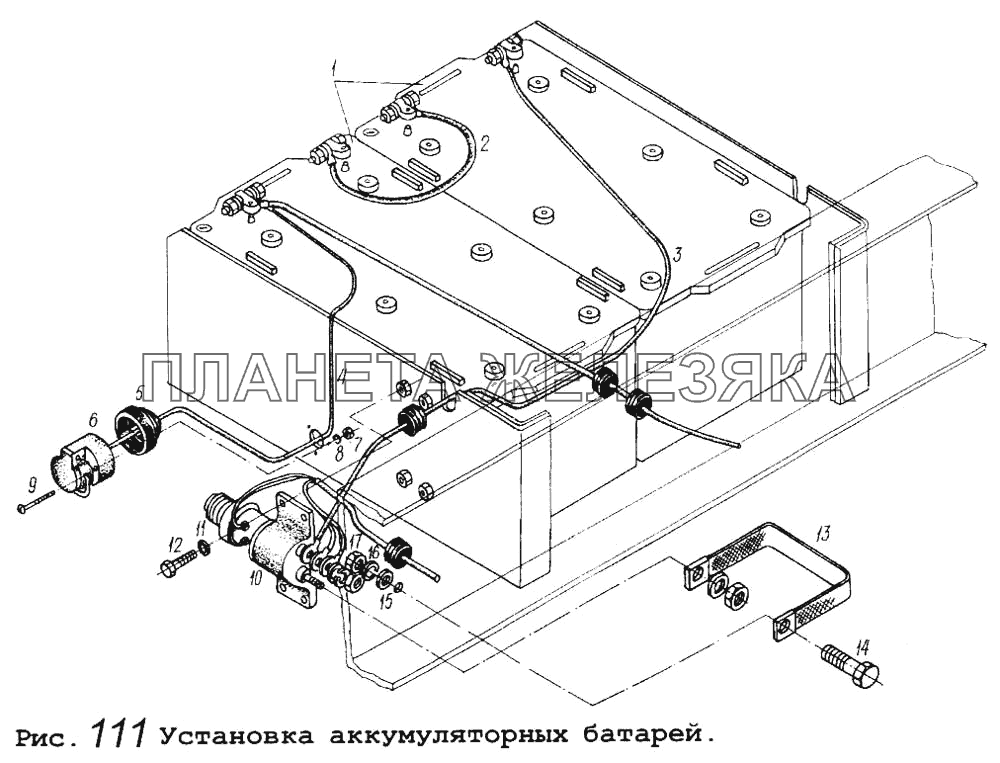 Установка аккумуляторных батарей МАЗ-5434