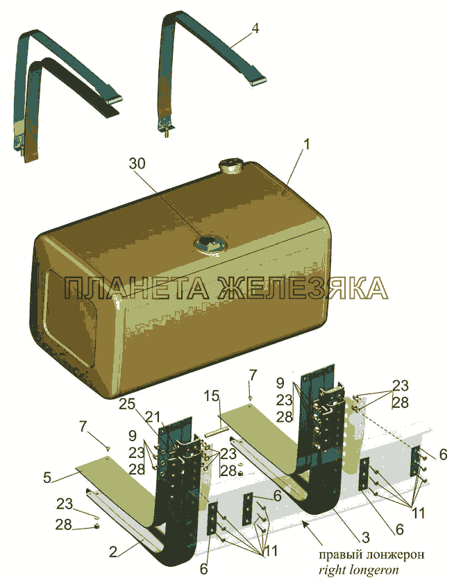 Крепление топливного бака 5440В9-1101002 (500 литров) МАЗ-5440B5