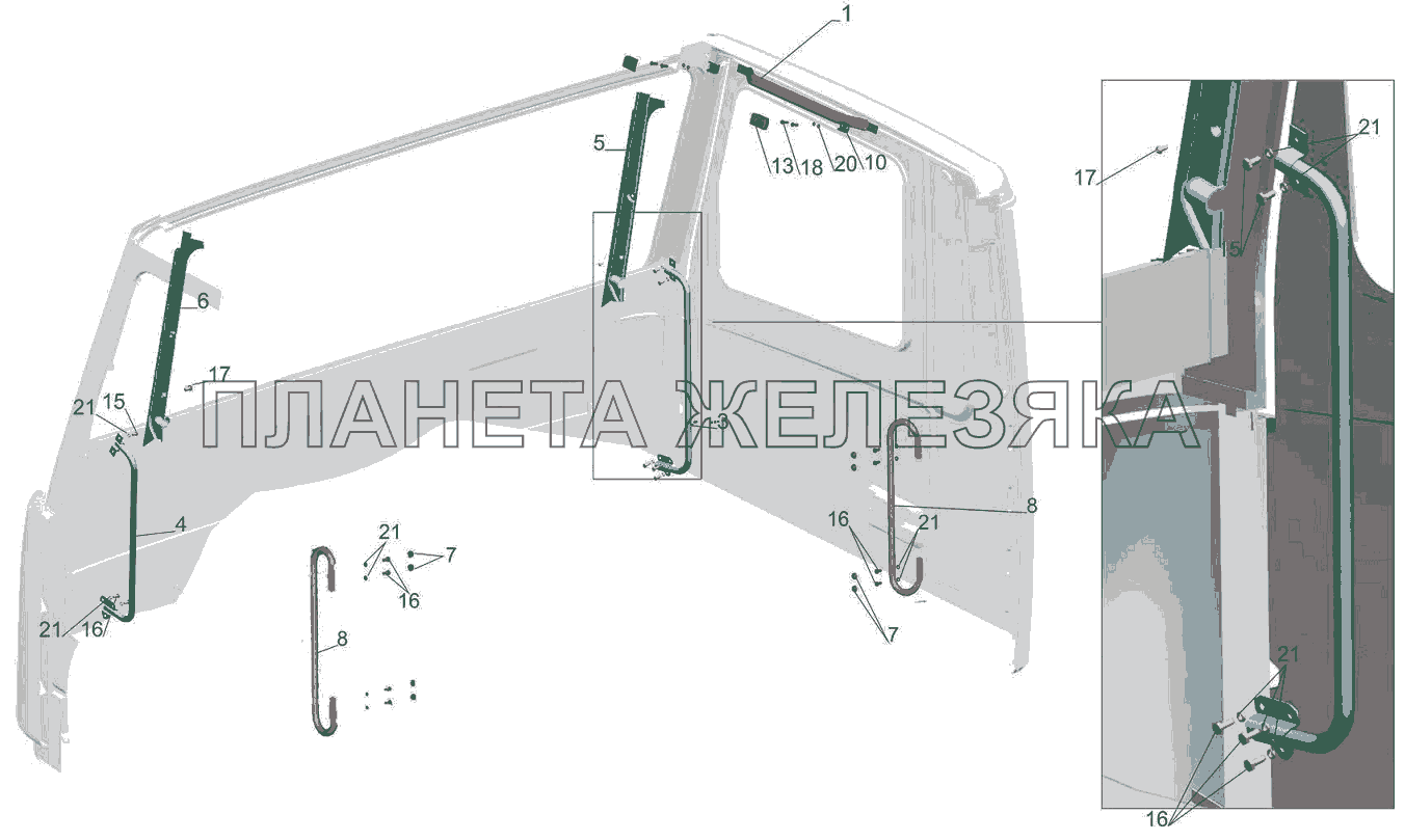 Установка поручней в кабине 6430-8200030 МАЗ-5440B5