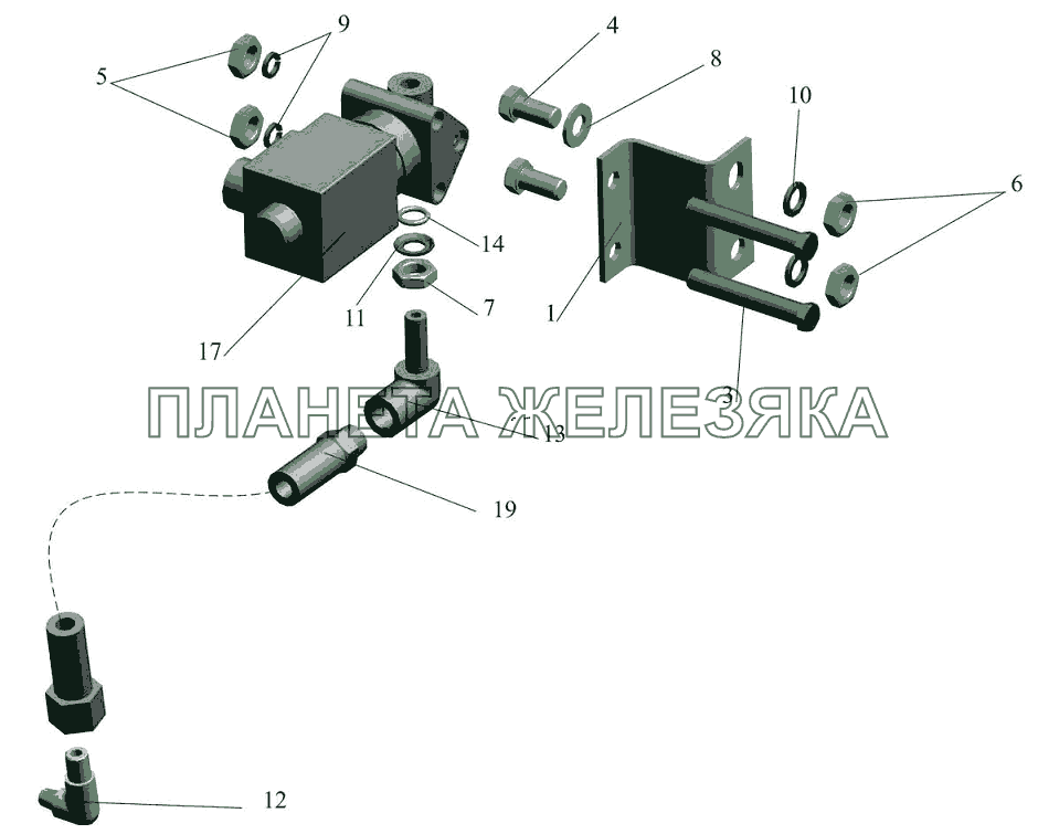 Установка привода управления блокировки 5440-2400024 МАЗ-5440B5