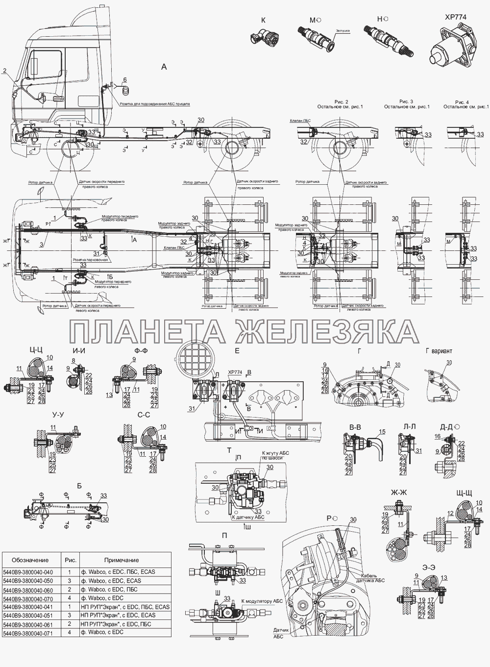 Установка электрооборудования АБС тормозов МАЗ-5440B9, 6430B9