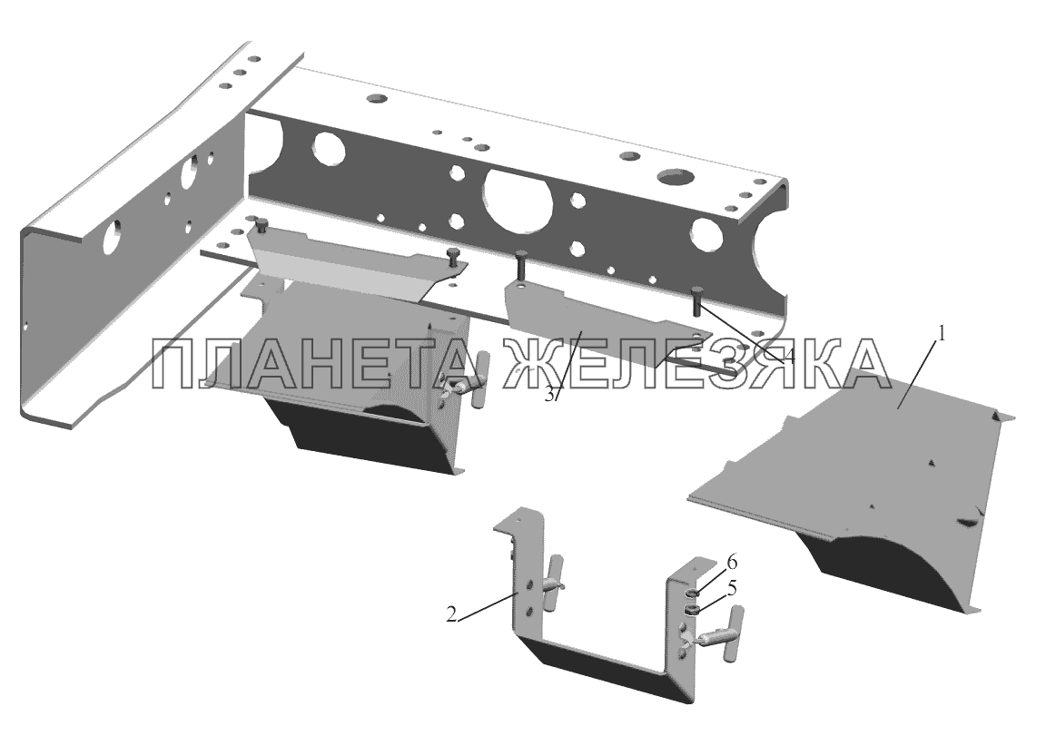 Установка противооткатных упоров 6430-3900037 МАЗ-5440B9, 6430B9
