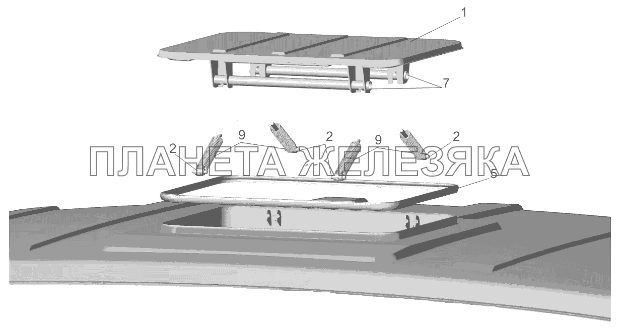 Установка люка 6501-5700010 МАЗ-5440B9, 6430B9