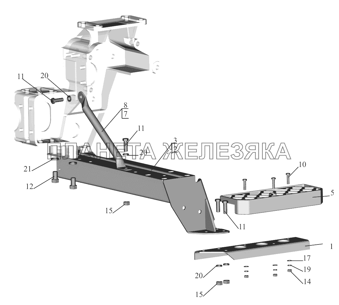 Установка нижней подножки 643019-8400016 МАЗ-5440B9, 6430B9
