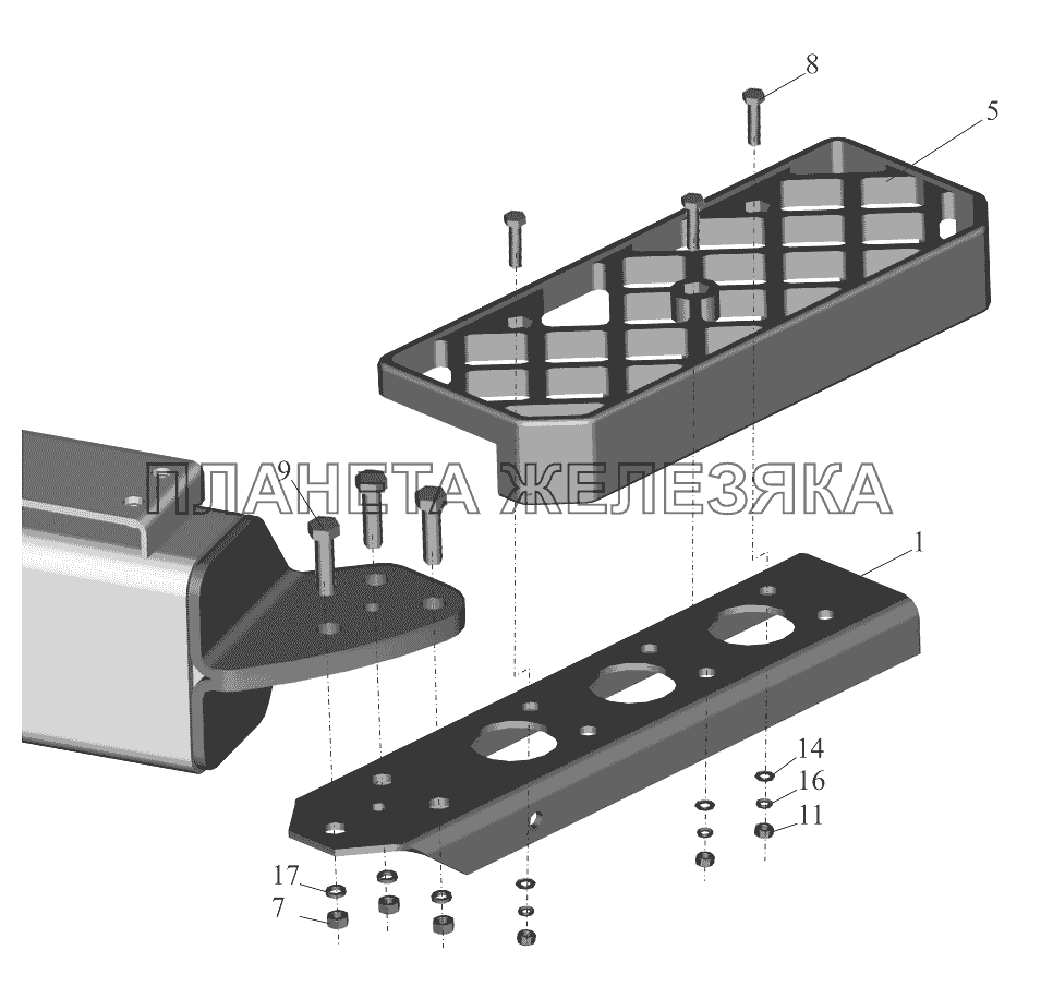 Установка нижней подножки 643019-8400016-010 МАЗ-5440B9, 6430B9
