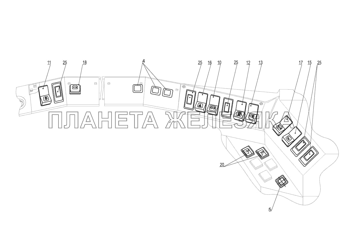 Установка выключателей 54402-3700018 МАЗ-5440E9