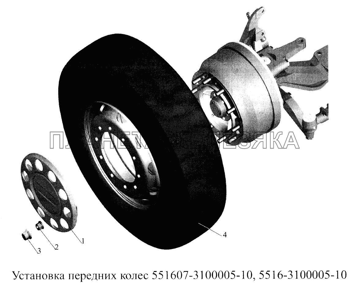 Установка передних колес 551607-3100005-10, 5516-3100005-10 МАЗ-5516А5