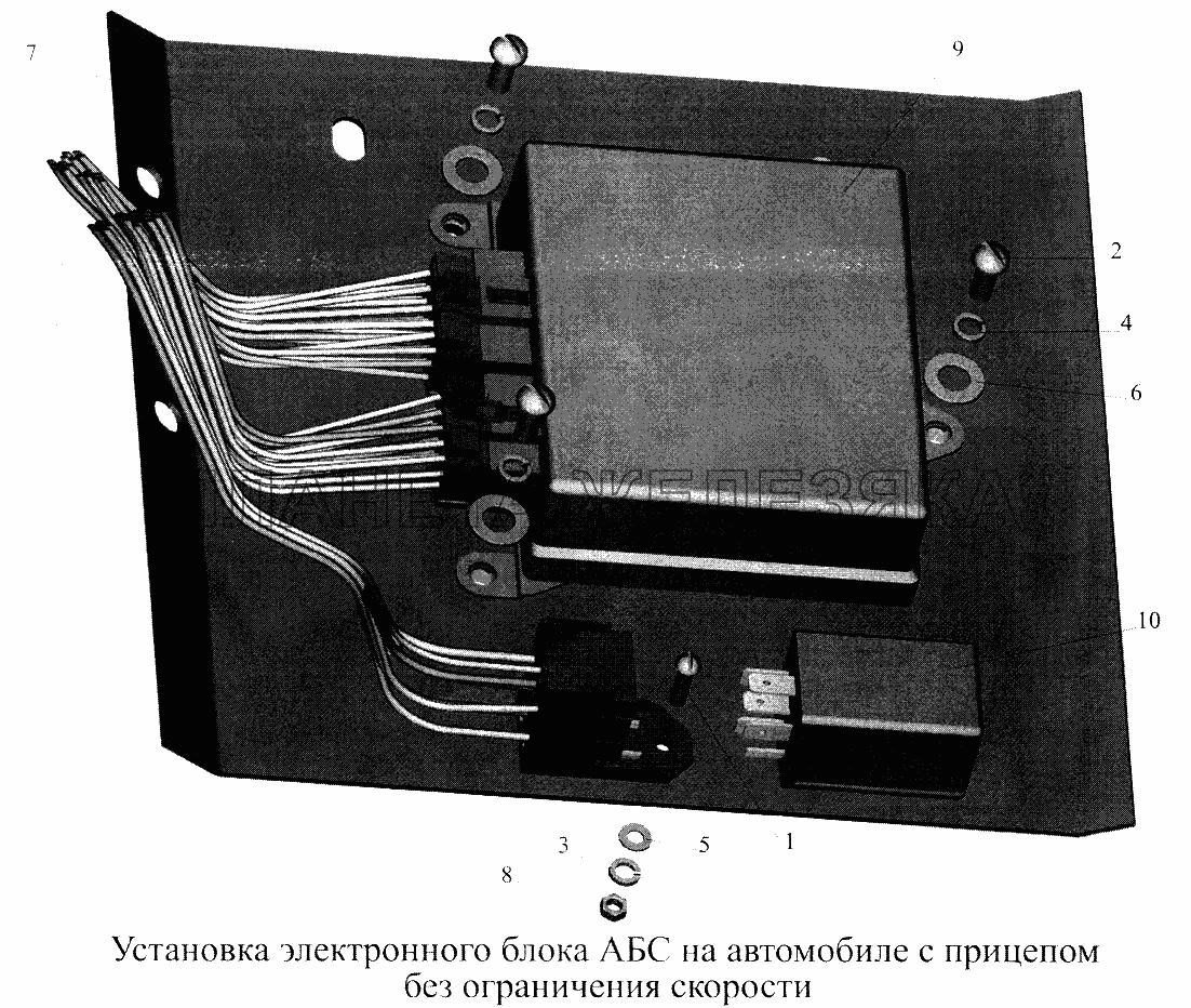 Установка электронного блока АБС на автомобиле с прицепом и без ограничения скорости МАЗ-5516А5
