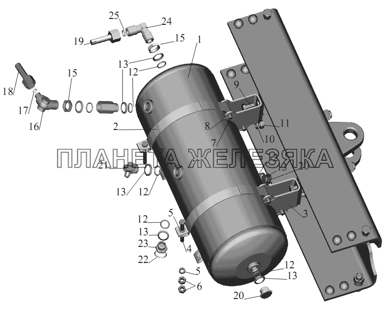 Установка ресивера 6422-3513006-30 МАЗ-555102, 5551А2