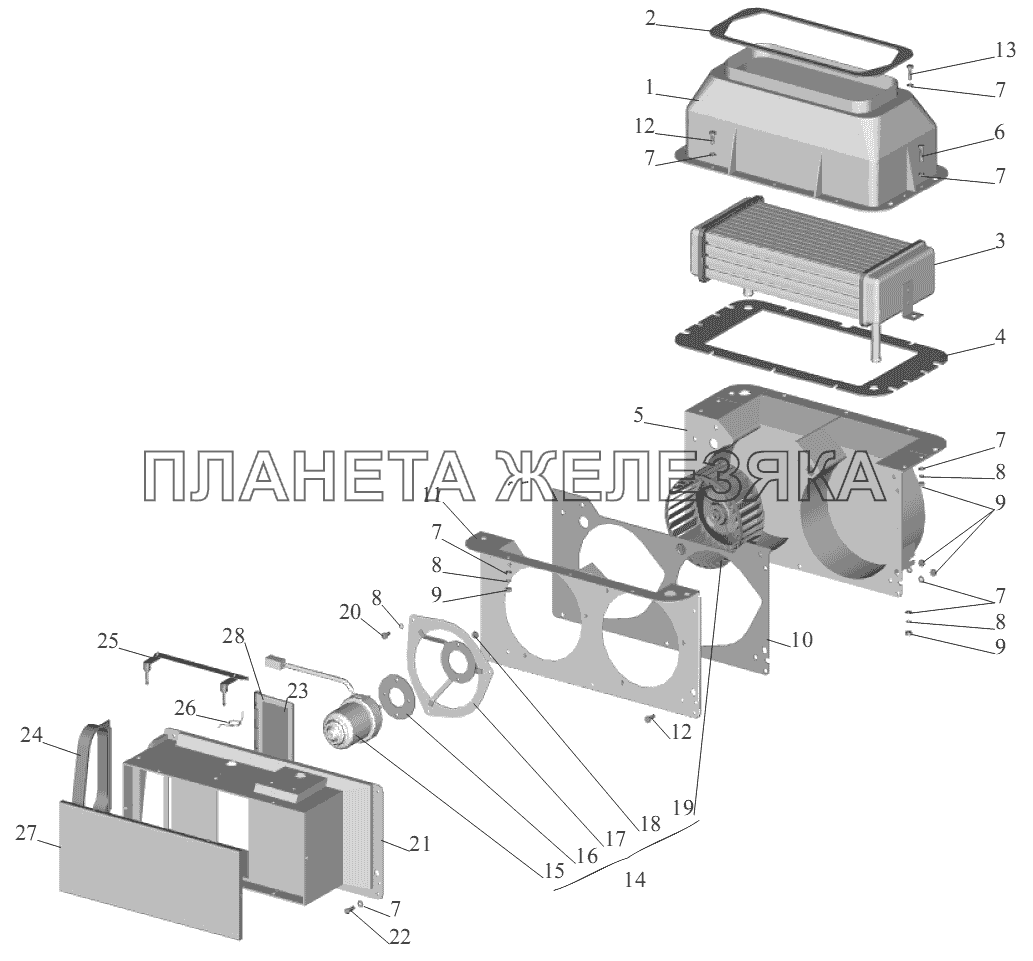 Отопитель 64221-8101010 МАЗ-555102, 5551А2
