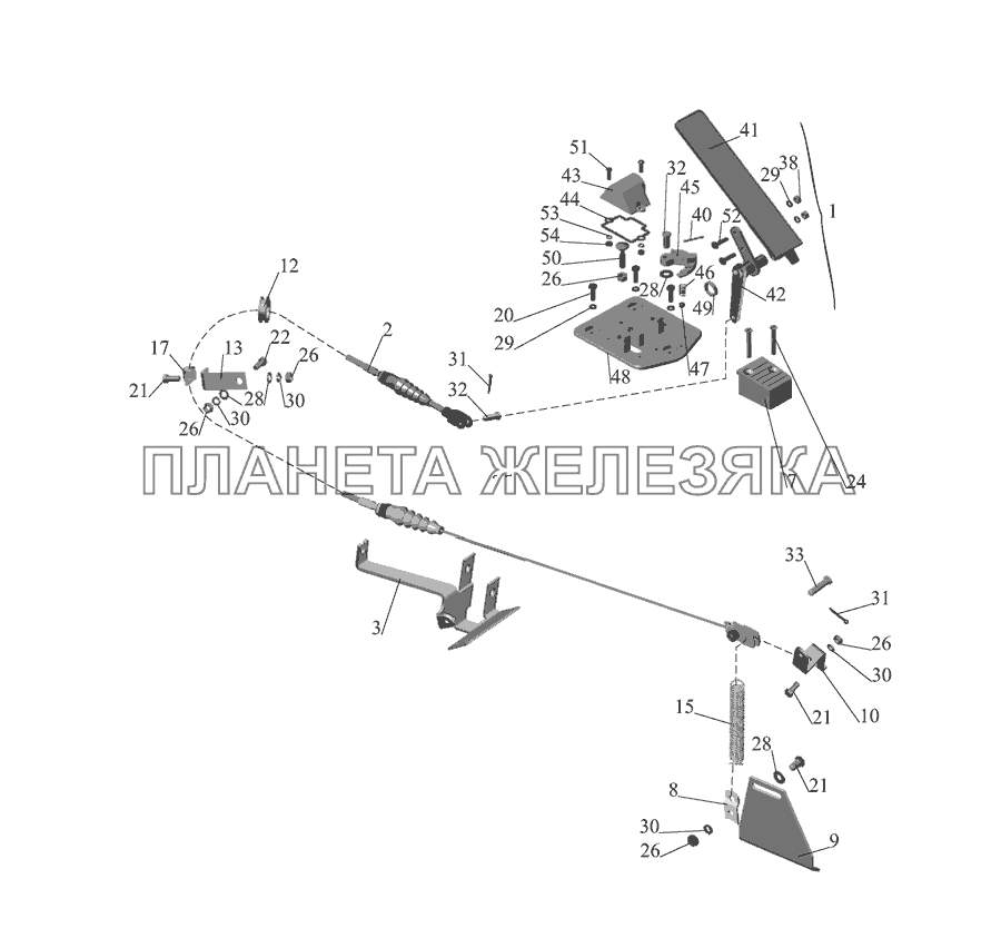 Привод управления двигателем 533742-1108002 МАЗ-555142