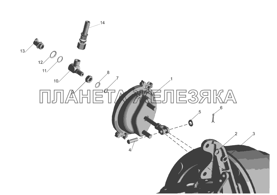 Установка тормозных камер 6422-3519001-10 МАЗ-555142