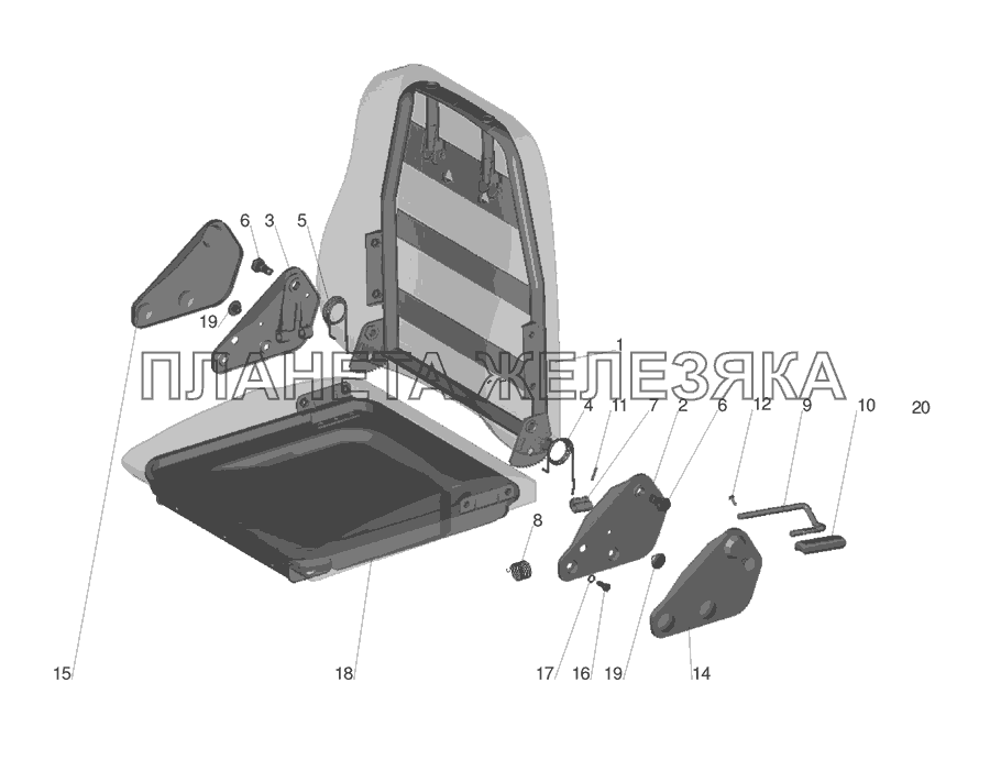 Подушка и спинка сиденья 6430-6800012, 6430-6810012 МАЗ-555142