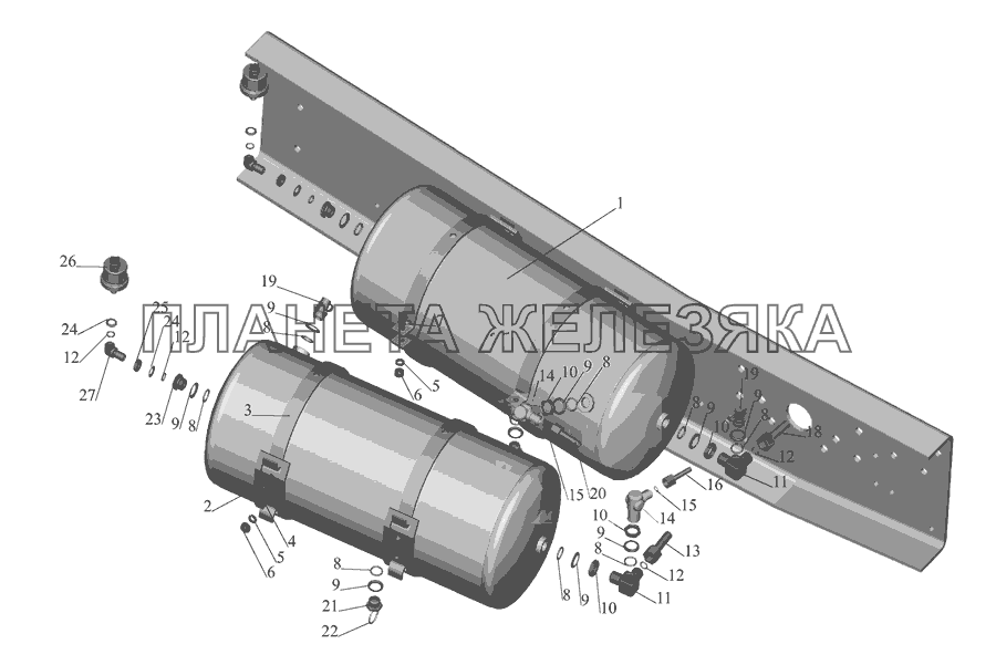 Установка ресиверов 5551-3513004 МАЗ-555142