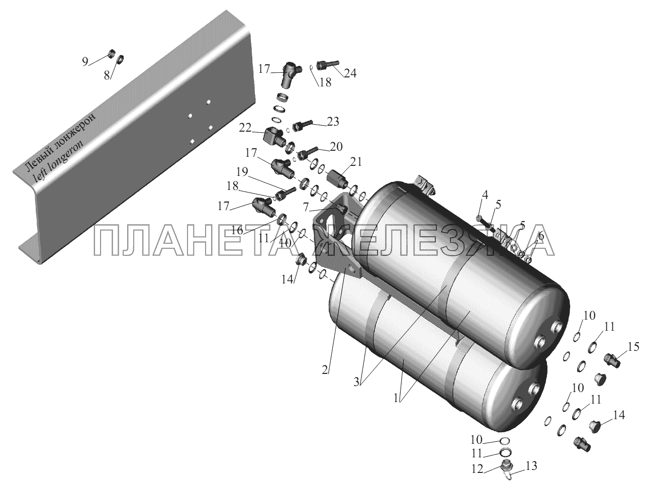 Установка ресиверов и присоединительной арматуры МАЗ-631236